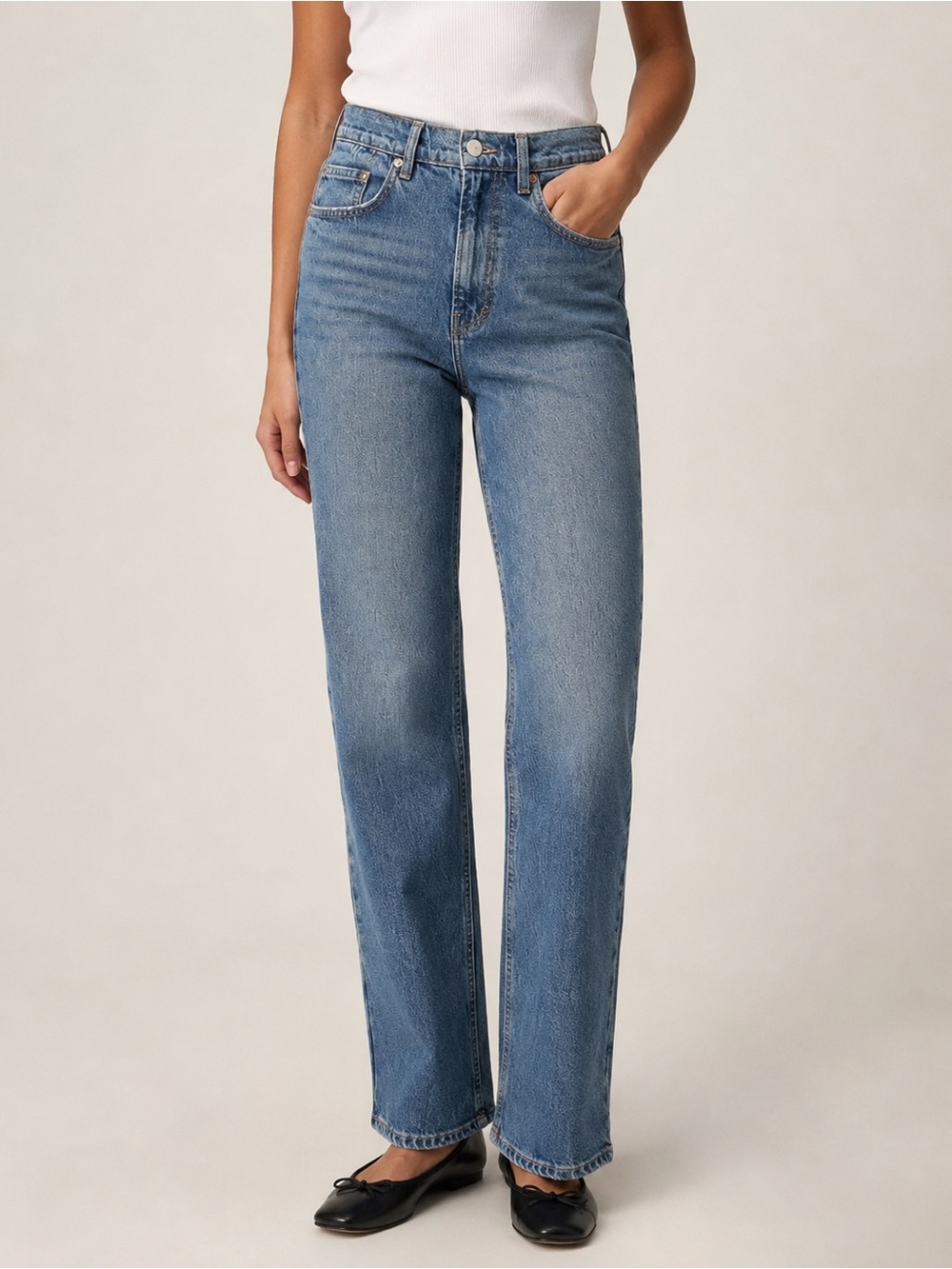 Free People We The Free High Rise Straight Leg Jeans Light Wash Size 27 NWOT
